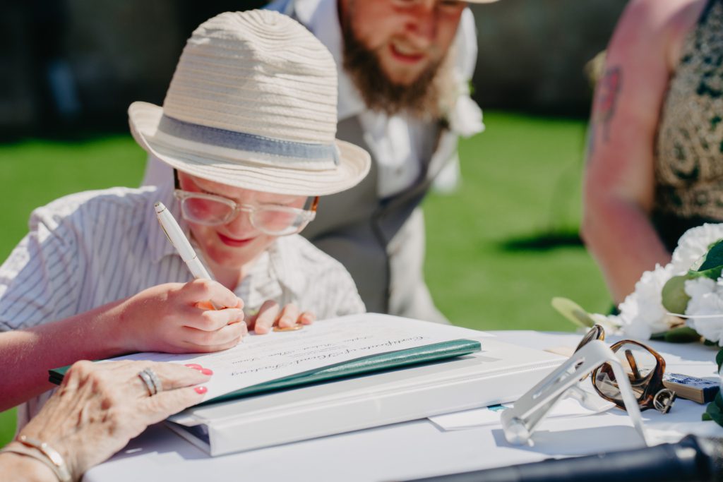A family hand fasting to include the children into the new family.